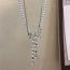 Fashion Silver Pearl Beaded Diamond Double Necklace