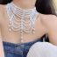 Fashion Bwhite Crystal Multi-layered Beaded Necklace