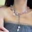 Fashion Silver Rose Crystal Beaded Flower Necklace