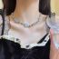 Fashion Silver Geometric Oval Cat's Eye Chain Necklace