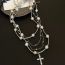 Fashion Silver Multi-layered Diamond Cross Pearl Necklace