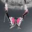 Fashion Silver Alloy Diamond Oil Drop Butterfly Necklace