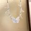 Fashion Silver Fabric Lace Butterfly Crystal Beaded Necklace