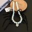 Fashion Silver Pearl Beads Heart Bow Necklace