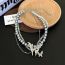 Fashion Silver Metal Beaded Butterfly Rhinestone Necklace