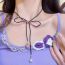 Fashion Silver Geometric Beaded Bow Necklace