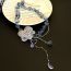 Fashion Silver Crystal Beaded Lace Mesh Flower Necklace