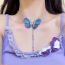 Fashion Silver Double Butterfly Tassel Necklace