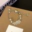 Fashion Silver Geometric Lotus Cat's Eye Beaded Bracelet