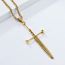 Fashion Gold+pl002 Chain 3mm*60cm Stainless Steel Geometric Sword Necklace For Men