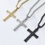 Fashion Black+pl001 Chain 3mm*60cm Titanium Steel Cross Men's Necklace