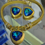 Fashion Blue Earrings Metal Triangle Stud Earrings With Diamonds