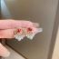 Fashion Gold Alloy Diamond Tulip Pearl Stud Earrings
