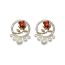 Fashion Gold Alloy Diamond Tulip Pearl Stud Earrings