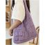 Fashion Purple Woven Hollow Large Capacity Shoulder Bag