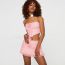 Fashion Pink Mesh Patchwork Pleated Vest High Waist Skirt Suit