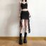 Fashion Black Polyester Irregular Fungus Hem High Waist Skirt