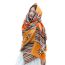 Fashion Orange Coffee Grid Nylon Printed Silk Scarf Shawl