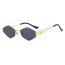 Fashion Gold Frame Dark Green Metal Small Frame Polygonal Sunglasses
