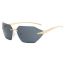 Fashion Gold Frame Double Gray Rimless Metal Sunglasses