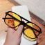 Fashion Bright Black Powder Flakes Double Bridge Large Frame Sunglasses