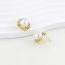 Fashion Gold Alloy Diamond Spiral Pearl Stud Earrings
