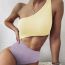 Fashion Rice + Purple Polyester Colorblock One-shoulder Cutout Swimsuit