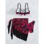 Fashion Red Polyester Tassel Printed Three-piece Swimsuit Bikini Set