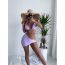 Fashion Purple Polyester Tankini Swimsuit Three-piece Bikini Set