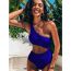 Fashion Sapphire Polyester One-shoulder Hollow One-piece Swimsuit