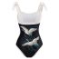 Fashion 10# Nylon Printed Lace-up One-piece Swimsuit With Knotted Beach Skirt Set