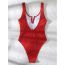 Fashion Red V-neck Swimsuit One-piece