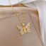 Fashion Gold Titanium Steel Diamond Butterfly Portrait Necklace