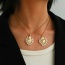 Fashion Golden 2 Copper Pearl Irregular Love Pendant Bead Necklace
