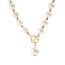 Fashion Necklace Gold + Black 6274 Metal Geometric Pearl Beads Necklace