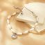 Fashion Golden White Stainless Steel Diamond Love Pearl Beaded Bracelet
