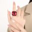 Fashion Red Square Crystal Glass Ring