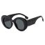 Fashion Striped Floral Double Gray Large Frame Round Sunglasses