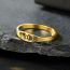 Fashion Golden Style Four Titanium Steel Hollow Geometric Ring