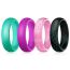 Fashion 4 Color Group 3 Silicone Glitter Round Ring Set