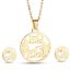 Fashion Gold Small Model Ks77753-k Titanium Steel Mama Round Necklace And Earrings Set