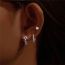 Fashion Set Of 3-platinum Silver Diamond Geometric Earring Set