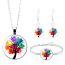Fashion 4# Geometric Print Medallion Necklace Earrings And Bracelet Set