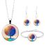 Fashion 1# Geometric Print Medallion Necklace Earrings And Bracelet Set