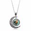 Fashion 9# Alloy Printed Round Moon Necklace