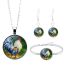Fashion 1# Alloy Printed Round Necklace Earrings Ring Set