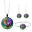 Fashion 9# Alloy Printed Round Necklace Earrings Ring Set