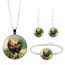 Fashion 3# Alloy Printed Round Necklace Earrings Ring Set
