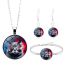 Fashion 6# Alloy Printed Round Necklace Bracelet Earrings Set