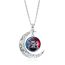 Fashion 5# Alloy Printed Round Moon Necklace